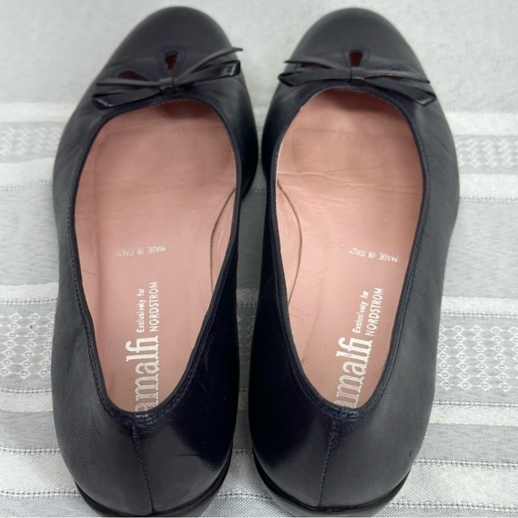 Amalfi size 7 1/2 AA Narrow Navy Blue Leather Slip On Shoe Bow Loafer - Picture 6 of 13